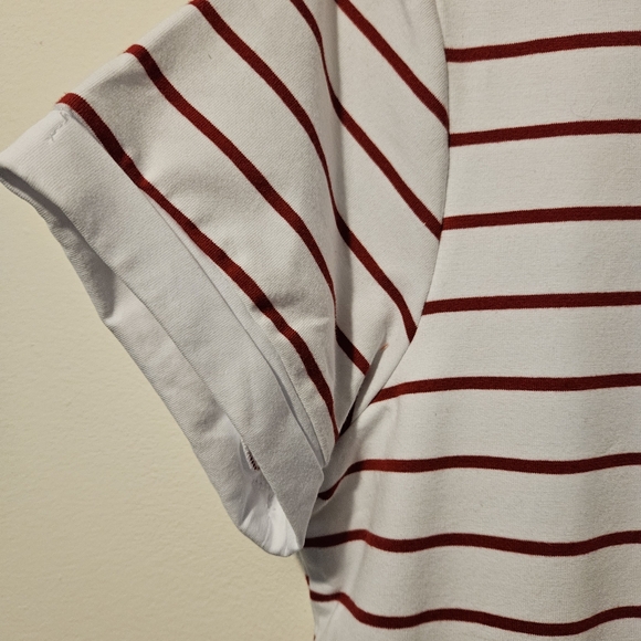 Lulus Womens Mini Dress White w/ Red Stripes Short Sleeve Crew Neck Size Small - Picture 6 of 12
